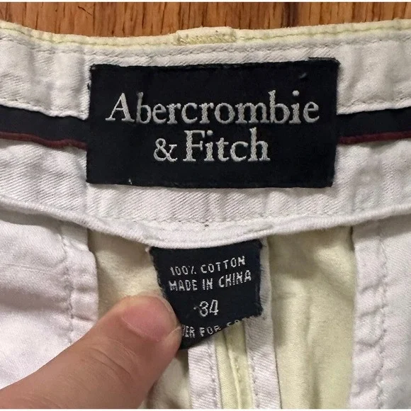 Abercrombie & Fitch‎ Shorts Men's 34 Beige Flat Front Chino 10" Inseam Shorts - Picture 5 of 12